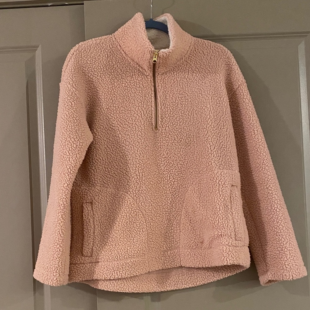 Old Navy Pink Sherpa 1/4 Zip Pullover Women’s Size Medium